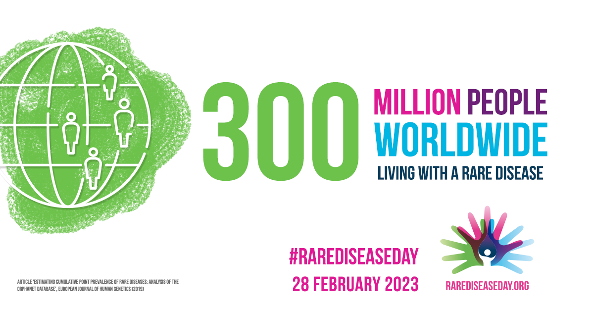 300 million people worldwide living with a rare disease. Rare disease day, 28th February 2023.